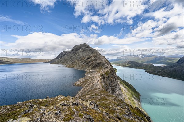 Besseggen ridge between lakes Bessvatnet and Gjende