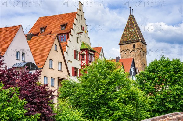 View from the historic city wall of the historic architecture of the fishermen's quarter and the Metzgerturm