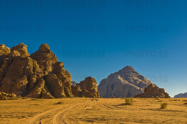 Mountainlandscape and desert in Wadi Rum