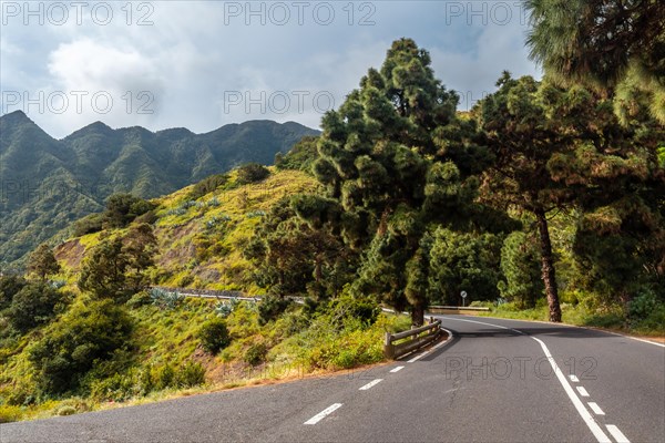 Road at the viewpoint in the village of Hermigua in the north of La Gomera