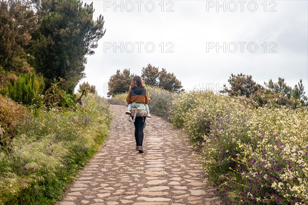 Woman on the trail up to the top of Garajonay in La Gomera