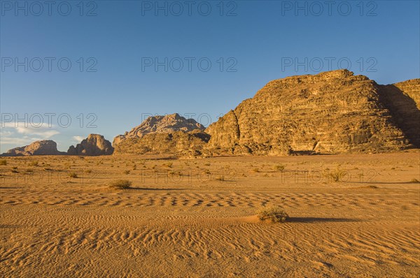 Mountainlandscape and desert in Wadi Rum