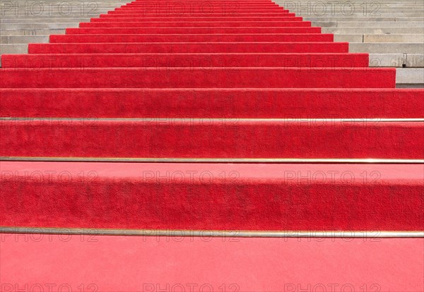 Red carpet on stairway