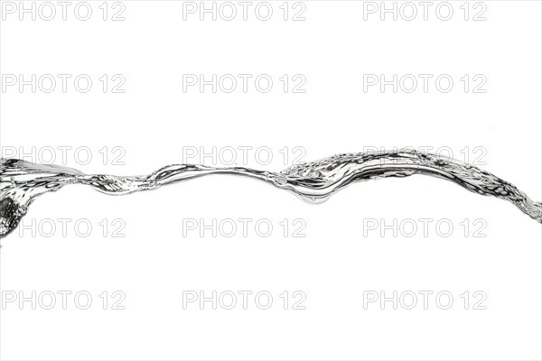 Released sweeping water surface with waves and eddies on a white background