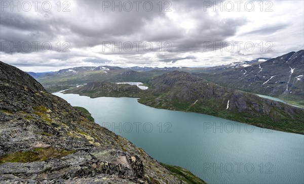 View of lake Gjende and mountains