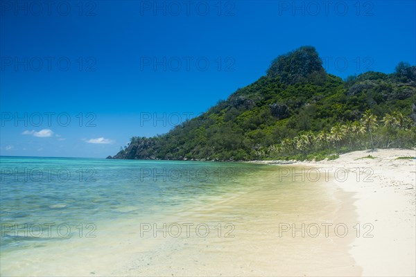 Beautiful white sand beach on Monuriki or Cast away island