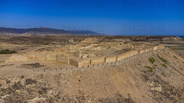 Aerial of the Unesco site the old Frankincense harbour Sumhuram