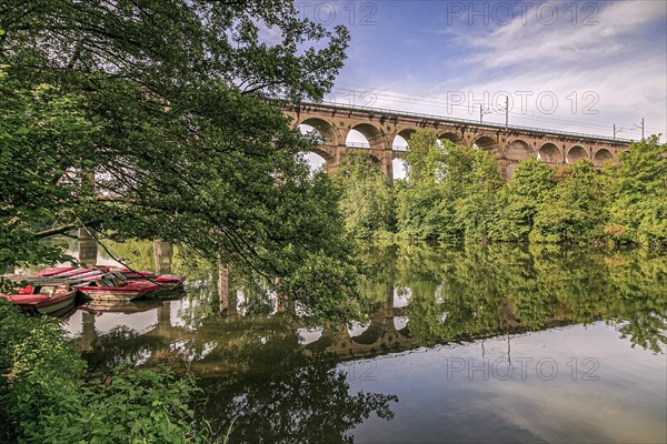 The Enzviaduct railway viaduct over the river Enz in the town of Bietigheim-Bissingen