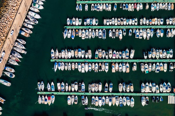 Above view on luxury yacht marina