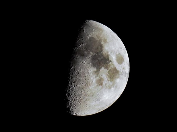 First quarter moon seen with telescope