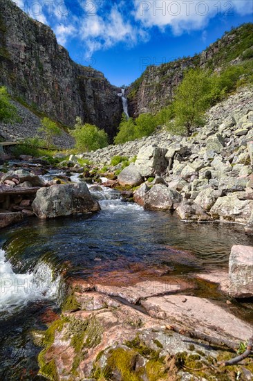 The Njupeskaer waterfall in Fulufjaellet National Park