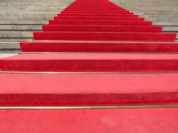 Red carpet on stairway