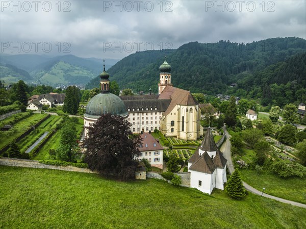 Aerial view of the monastery of Sankt Trudpert