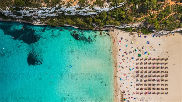 Above view on the seashore with sandy beach