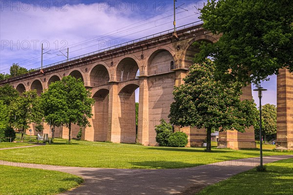 The Enzviaduct railway viaduct over the river Enz in the town of Bietigheim-Bissingen
