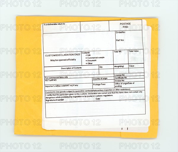 Blank customs declaration label