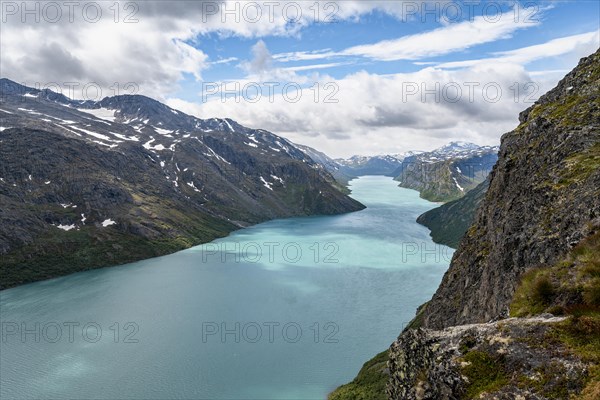 View of Lake Gjende and mountains