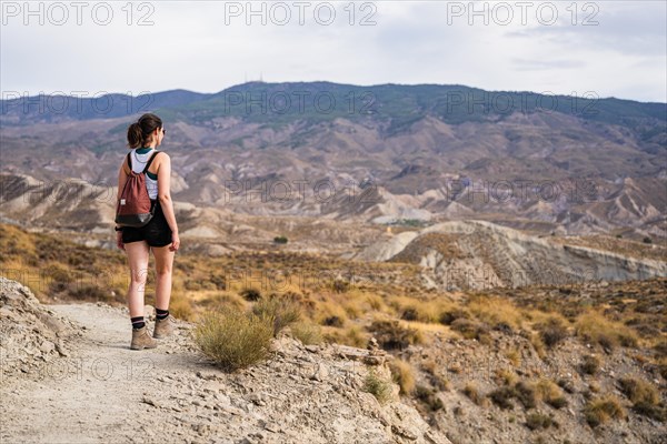 Woman hiking through the Tabernas desert