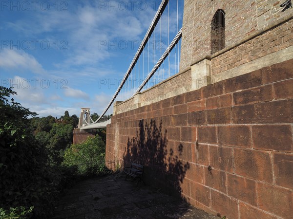 Clifton Suspension Bridge spanning the Avon Gorge and River Avon designed by Brunel and completed in 1864 in Bristol