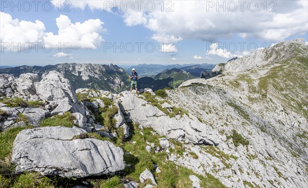 Climber on a rocky ridge