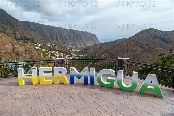 Letters on the viewpoint in the village of Hermigua in the north of La Gomera