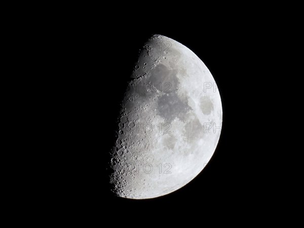 First quarter moon seen with telescope