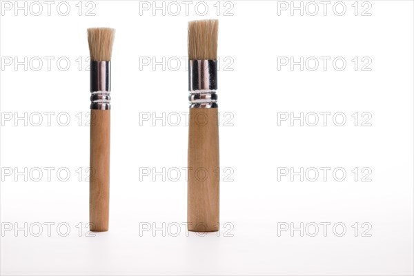 Close-up of two brushes on isolated on white background