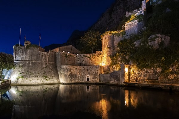 Historic fortifications at the South Gate with 13th century drawbridge in Old Town of Kotor