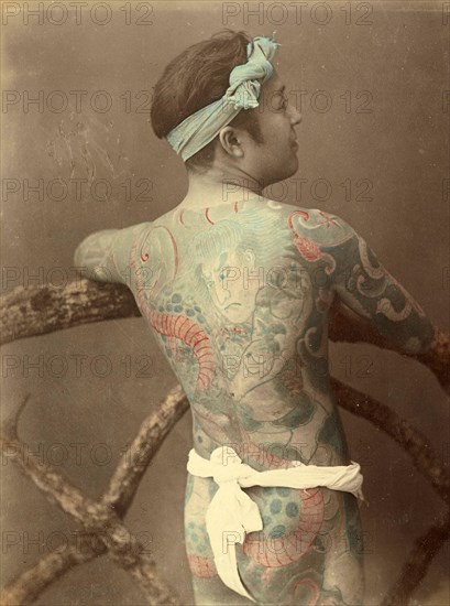 Japanese man with a tattoo on his back