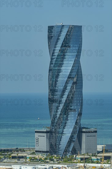 Overlook over the high rise buildings and the United tower in the Kingdom of Bahrain