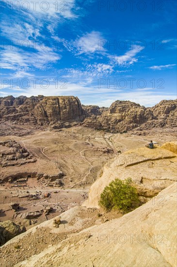 Man overlooking the Unesco world heritage sight Petra