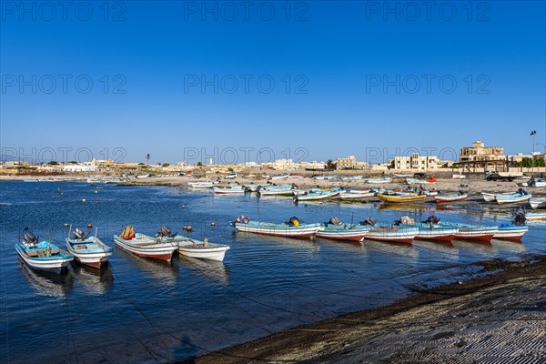 Fishing port of Mirbat with small fishing boats