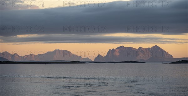 Sea and rocky mountain range