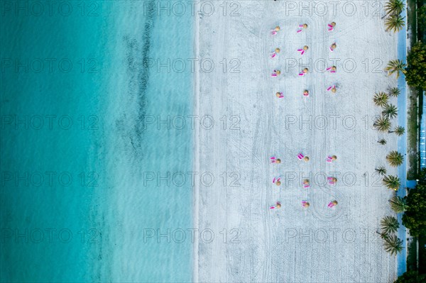 Above view on the seashore with sandy beach