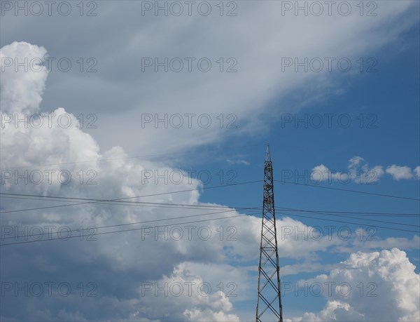 Transmission line over blue sky