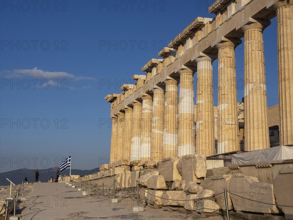 Columns of Parthenon temple on Acropolis in Athens