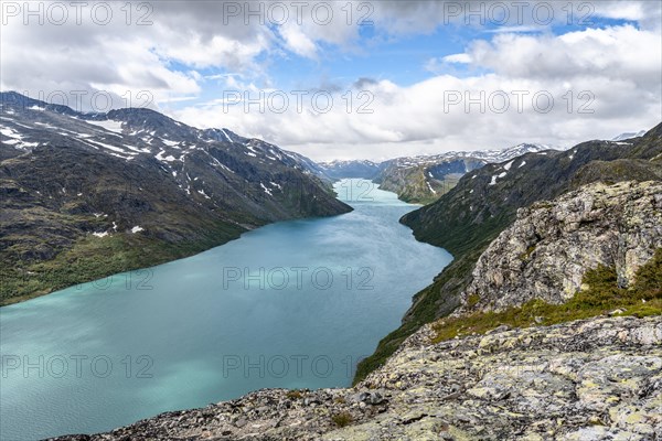 View of Lake Gjende and mountains