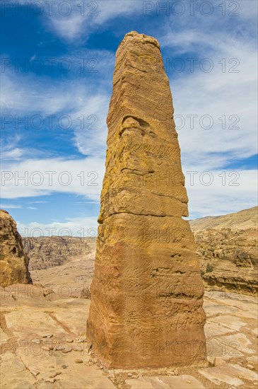 Obelisk in the rock vegetation