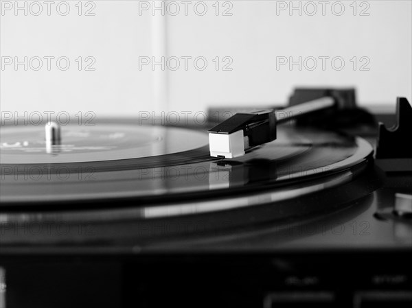 Vinyl record spinning on a turntable