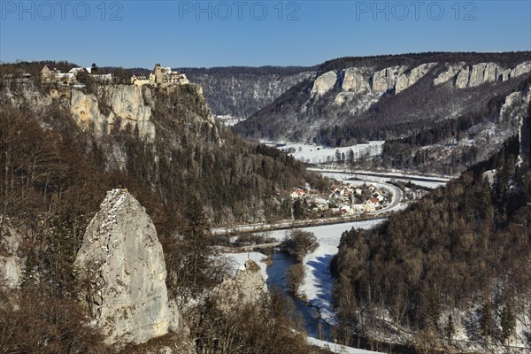 View of Werenwag Castle and the Danube Breakthrough from the Eichfelsen