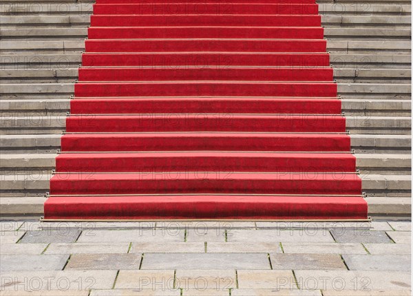 Red carpet on stairway