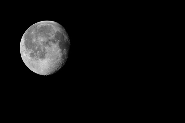 Waning gibbous moon with copy space