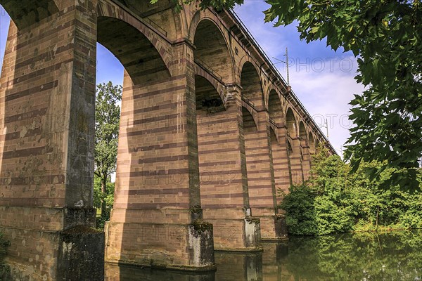 The Enzviaduct railway viaduct over the river Enz in the town of Bietigheim-Bissingen