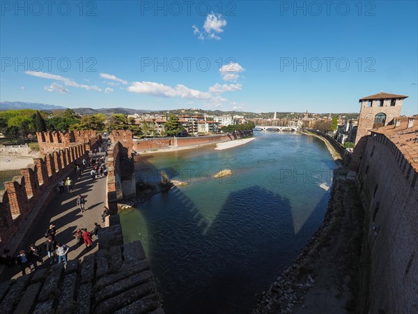 Castelvecchio Bridge aka Scaliger Bridge in Verona. Italy