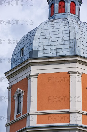 The historic water tower built in neo-baroque style in Kollmanspark and landmark of Neu-Ulm