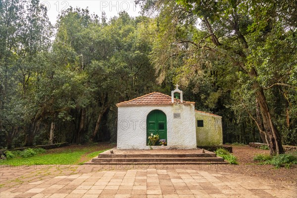 Beautiful hermitage of Lourdes next to the Cedro stream in the evergreen cloud forest of Garajonay National Park