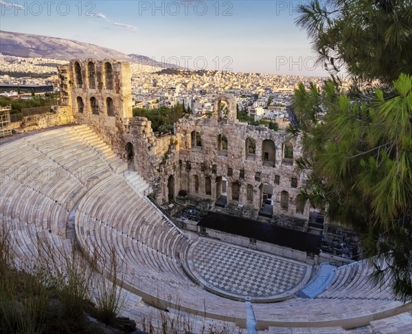View of Odeon of Herodes Atticus theater on Acropolis