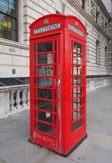 Red phone box in London