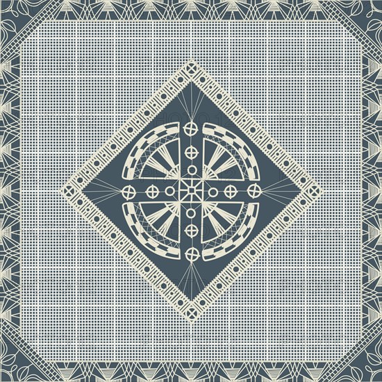 Seamless pattern inspired from traditional Danish Hedebo embroidery