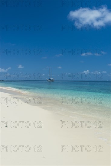 Beautiful white sand beach on Monuriki or Cast away island